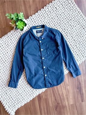 Cactus Boys | Long Sleeve Button Down Shirt | Pin Dot Navy | 5/6